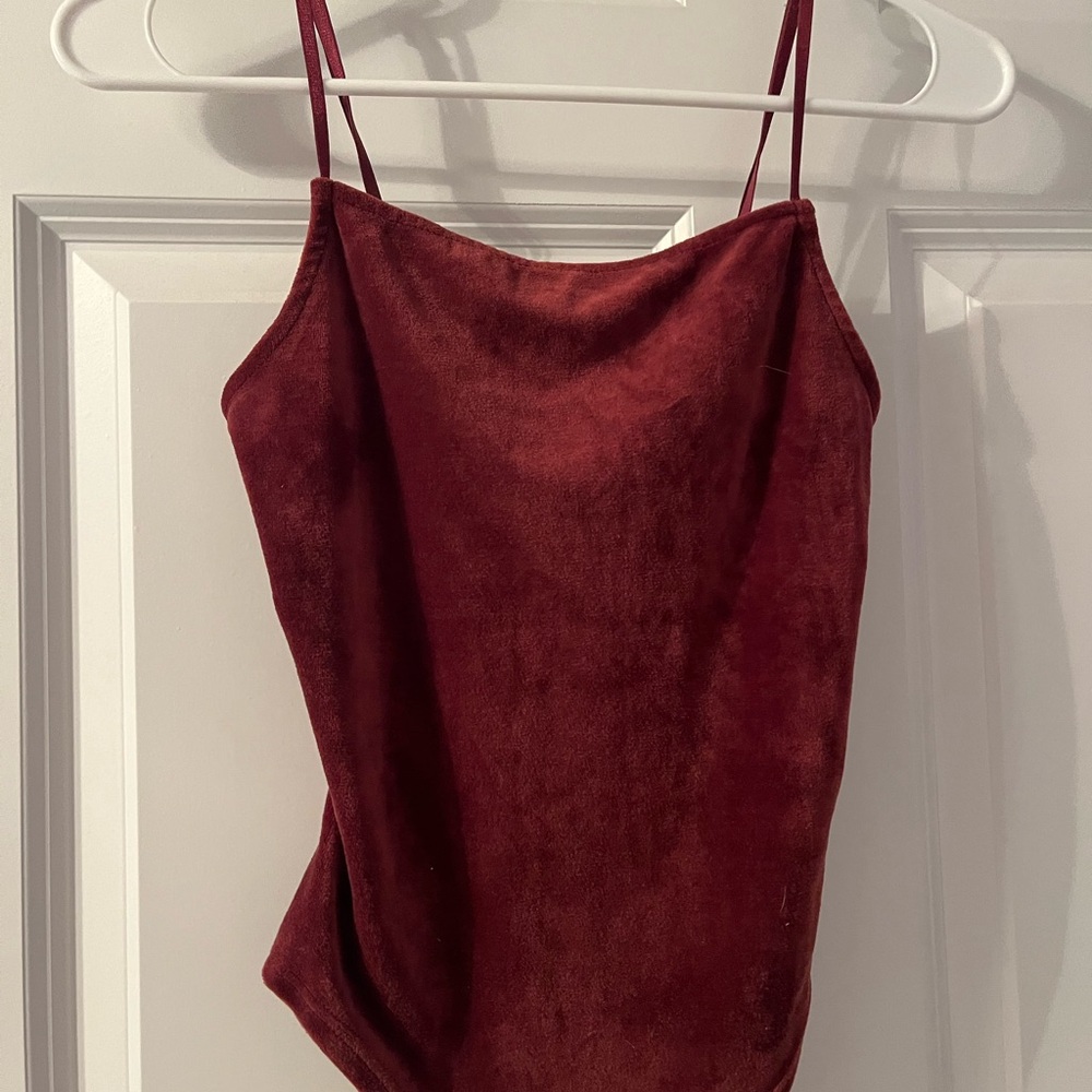 Elegant Burgundy Velvet Women's bodysuit